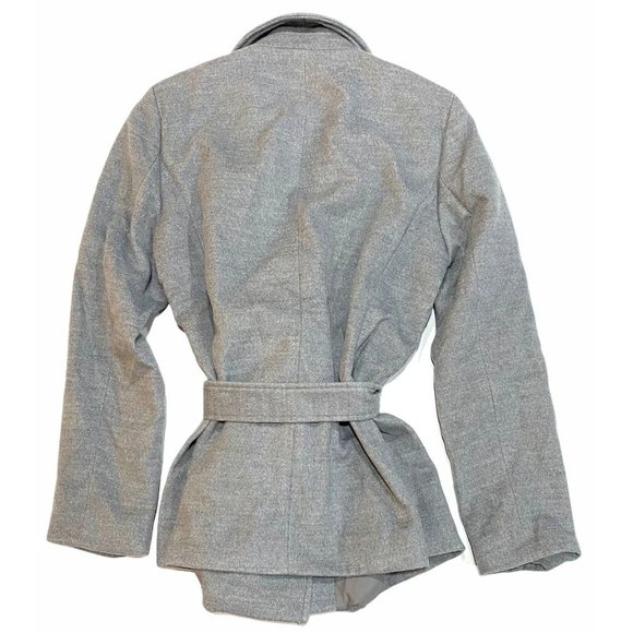 NWT Ann Taylor LOFT Coat Sz LARGE Gray Belt Pockets - Picture 2 of 5